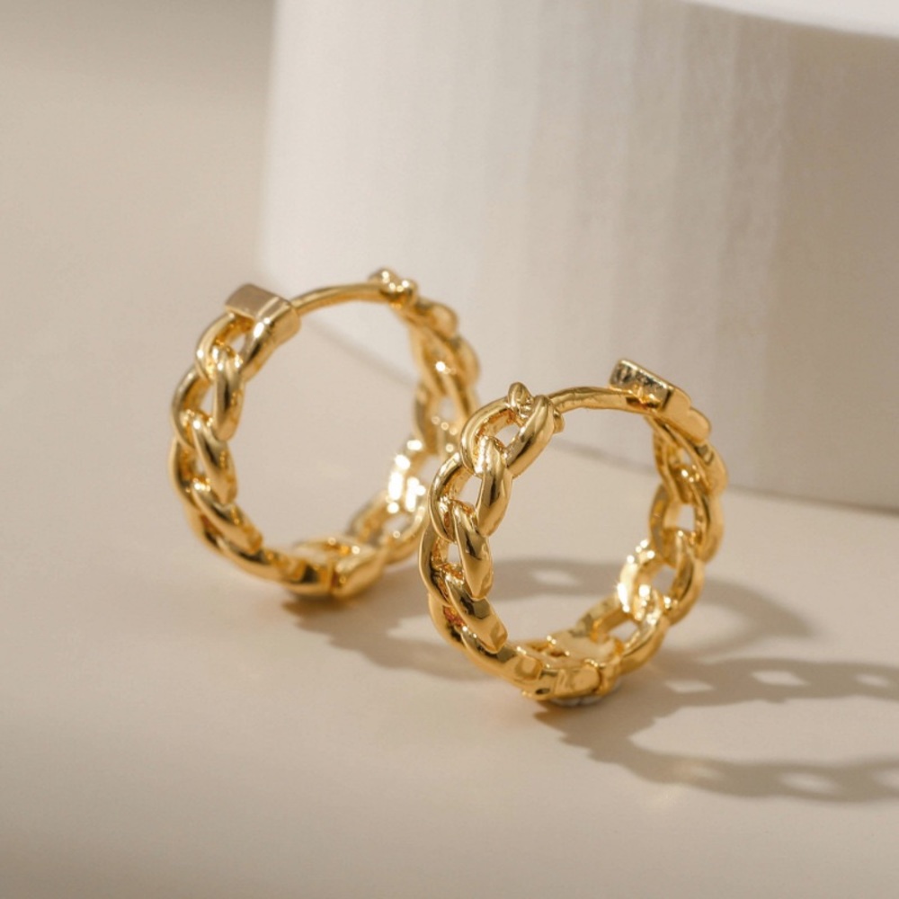 Twisted chain ear buckle dainty earrings